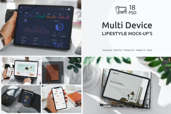 2161 18款手持iPad Por&iPhone手机多设备UI样机展示模型 multi-device-mockup-lifestyle-18-psd