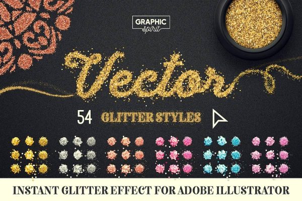 2206 矢量AI闪光金粉效果笔刷样式 Vector Glitter for Adobe Illustrator