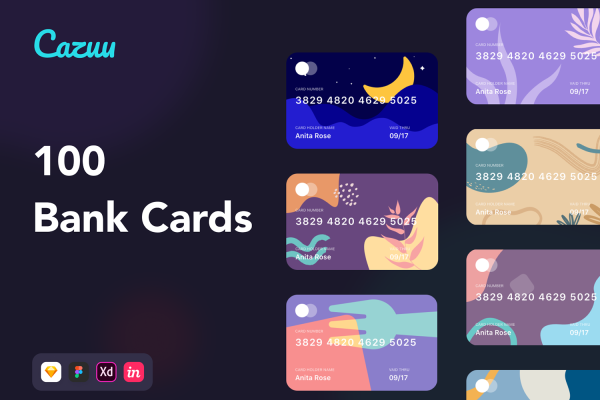 2251 100款信用卡银行卡卡片设计UI素材Cazuu – 100 Bank Cards