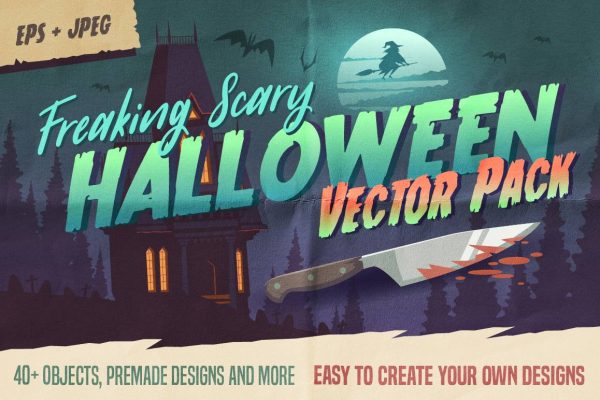 2323 万圣节恐怖卡通南瓜幽灵元素矢量插画素材包 Halloween Vector Pack