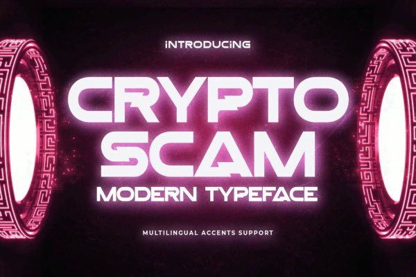 2350 未来科技赛博朋克故障风错位英文无衬线字体Crypto Scam