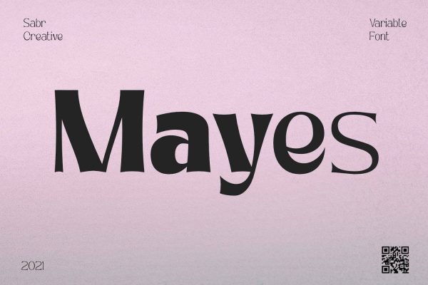 2368 Mayes潮流复古酸性逆反差装饰logo标识海报杂志标题英文字体家族 Mayes – Variable Font