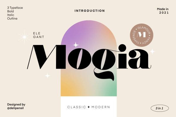 2372 潮流现代酸性逆反差海报标题Logo英文字体设计素材 Mogia – Modern Classic Typeface