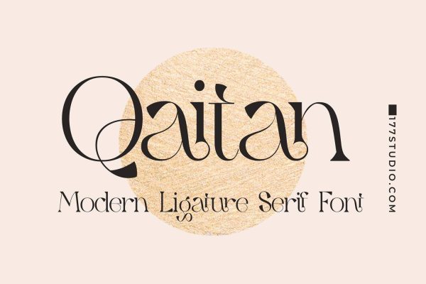 2380 酷炫酸性英文连线复古现代衬线字体 Qaitan – Modern Serif Font