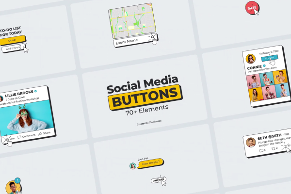 2476 社交媒体常用动效AE模板 Social Media Buttons Pack