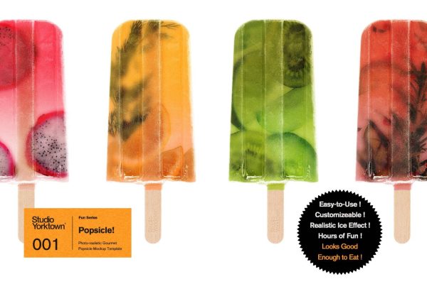 2511 水果夹心冰棍雪糕品牌设计展示PSD样机模板 Popsicle! Ice Pop Mockup Template