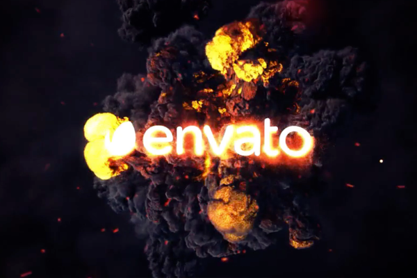 2561 爆炸蘑菇云LOGO演示特效视频AE模板 Fire Explosion Logo   Photo Animation