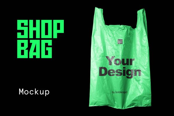 2648 环保塑料购物纸袋垃圾袋包装设计贴图样机PSD模型 Plastic Shopping Bag Mockup