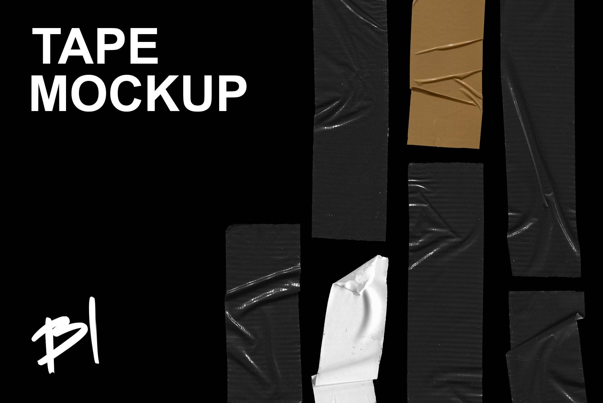 2642 炫酷褶皱胶带贴纸背景图片PS设计素材 Tape Adhesive Mockup _ 果觅网（gooodme）