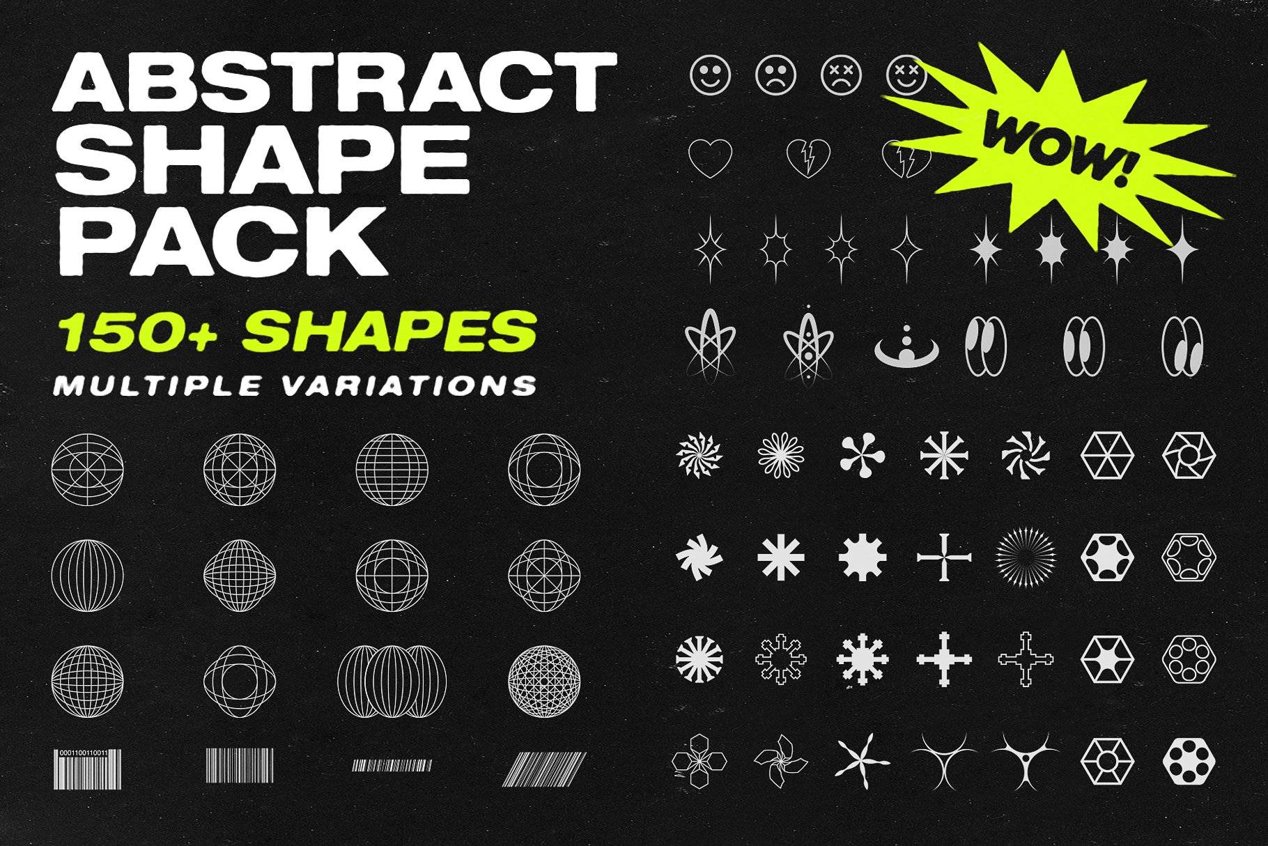 2812 150款潮流街头艺术创意抽象几何图形icon图标ai设计素材源文件 Abstract Shape Pack 150+ Icons ...