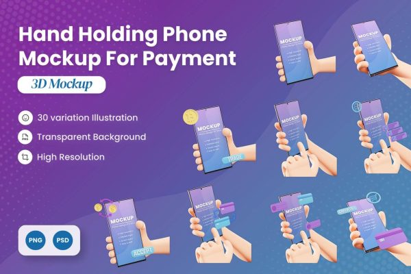 2817 3D卡通手持电话手机PSD样机 hand-holding-phone-mockup-for-payment-5JQVDJG-果觅网GOOODME.COM