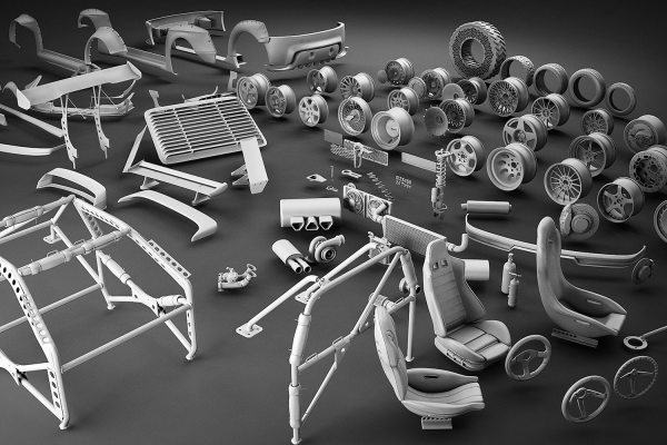 2877 90个汽车组件零件悬架轮胎座椅轮毂轮圈C4D模型obj格式3d素材 Tune Your Car Kit-果觅网GOOODME.COM