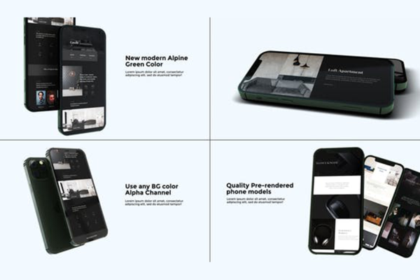 2982 UI作品集设计手机屏幕演示视频动画AE动态样机模版 Phone 13 Mockup