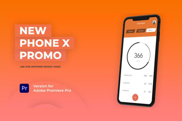 2983 UI作品集设计手机屏幕演示视频动画PR动态样机模版 Phone X Promo