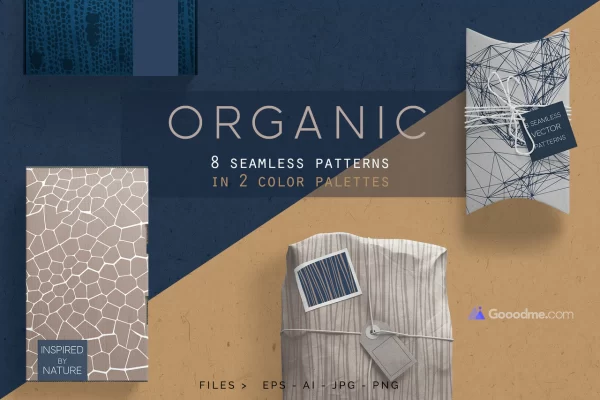 3048 8款抽象有机无缝隙矢量图案素材 Organic Patterns – 2 Color Palettes