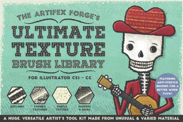 3144 粗糙点状颗粒纹理绘画笔触AI矢量笔刷素材 The Ultimate Texture Brush Library