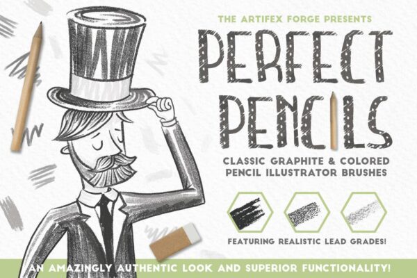 3143 肌理笔触笔刷涂鸦卡通经典铅笔素描线条效果AI矢量素材 Perfect Pencils – Brush Pack