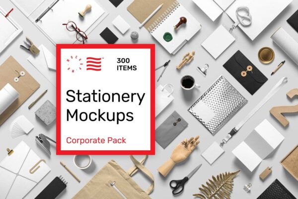 3313 企业办公文具文创品牌VI应用贴图ps样机素材国外设计模板 Stationery Mockups – Corporate Pack