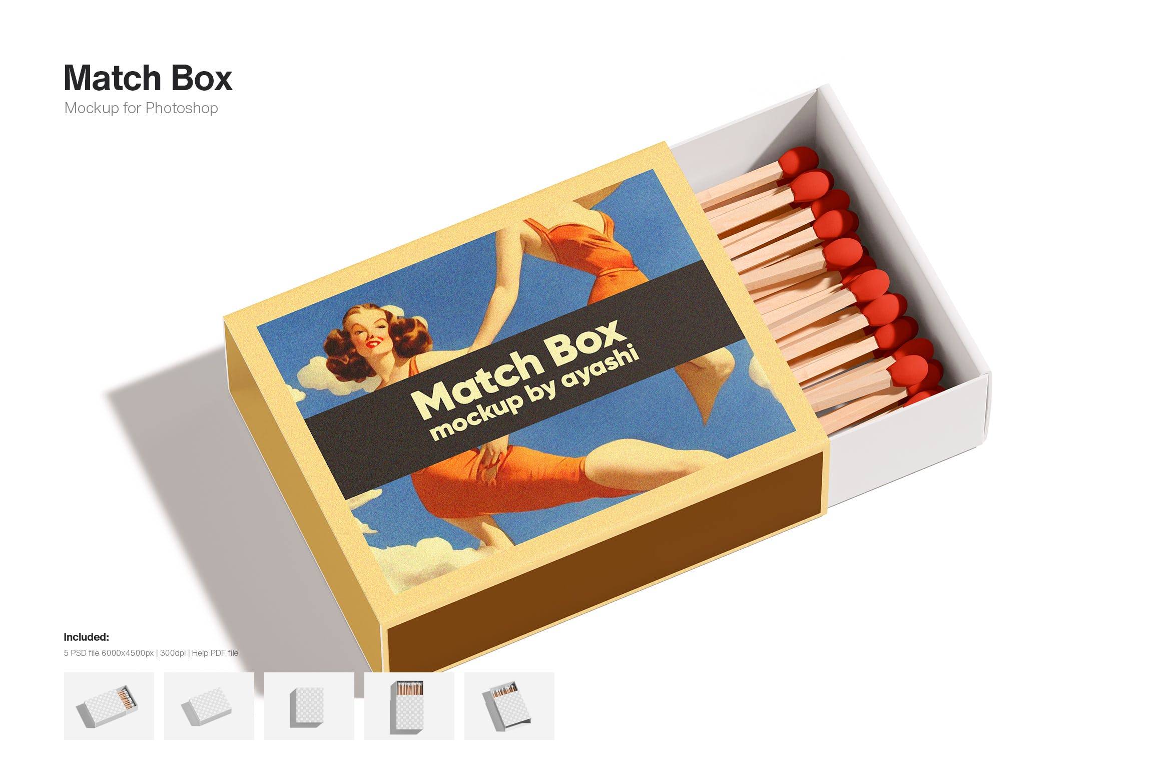 3322 火柴盒外观包装设计模板PSD样机素材 Match Box Mockup _ 果觅网（gooodme）
