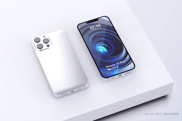 3336 4款银色iPhone 13 Pro手机模型UI样机PSD素材