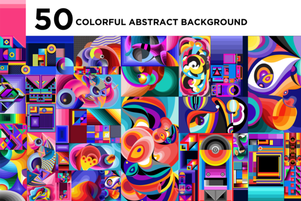 3350 50款抽象艺术海报几何图形矢量源文件 50 Colorfful Abstract Background