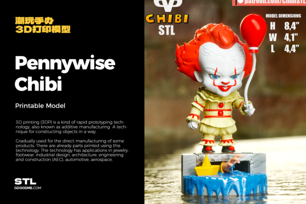 3347 3D打印模型-恐怖小丑人物潮玩手办Stl模型下载3DXM – Pennywise Chibi