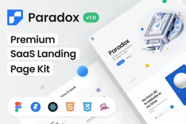 3535 高级的自适应式SaaS和初创公司落地页设计和React模板 Paradox – Premium SaaS landing page kit