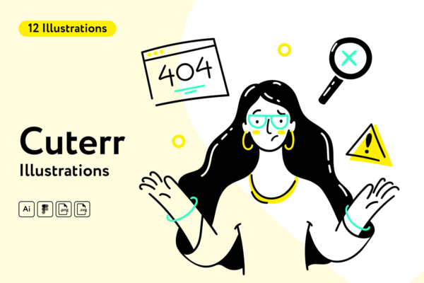 3547 风趣可爱的网站web应用手绘人物插画图片 Cutter Illustrations