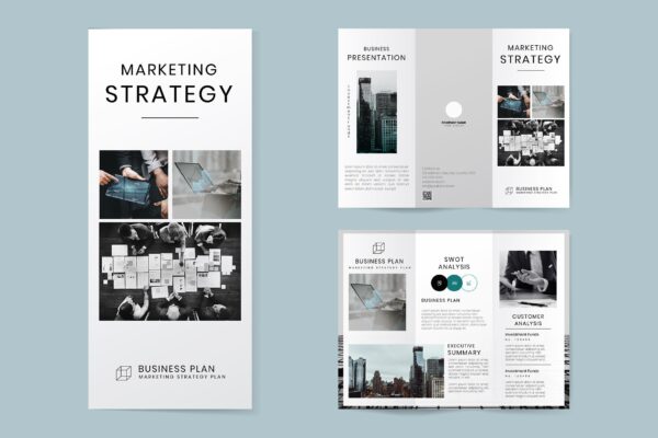 3603 三折页宣传册设计模版PSD源文件AI文件 Business marketing 3 fold brochure template vector