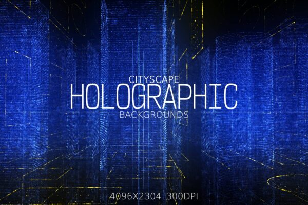3724 6款城市建筑全息图片背景神经网络数字科技背景设计素材City Holographic Backgrounds