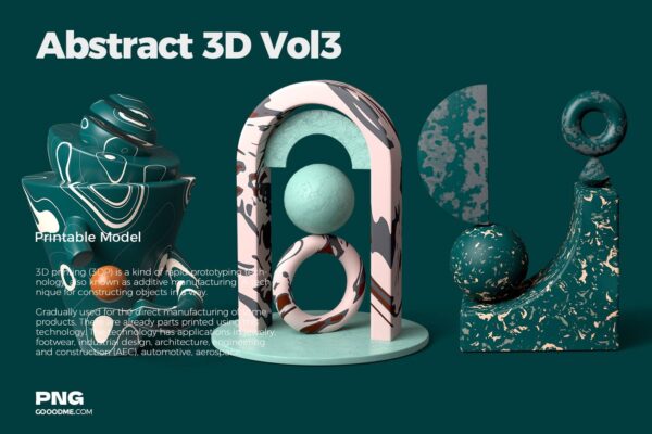 3893 15款创意几何3D图形PNG免抠元素素材 Abstract 3D Vol3@GOOODME.COM