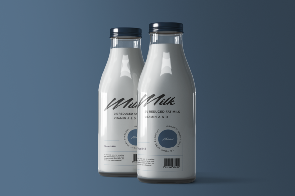 4013 透明玻璃瓶牛奶包装样机