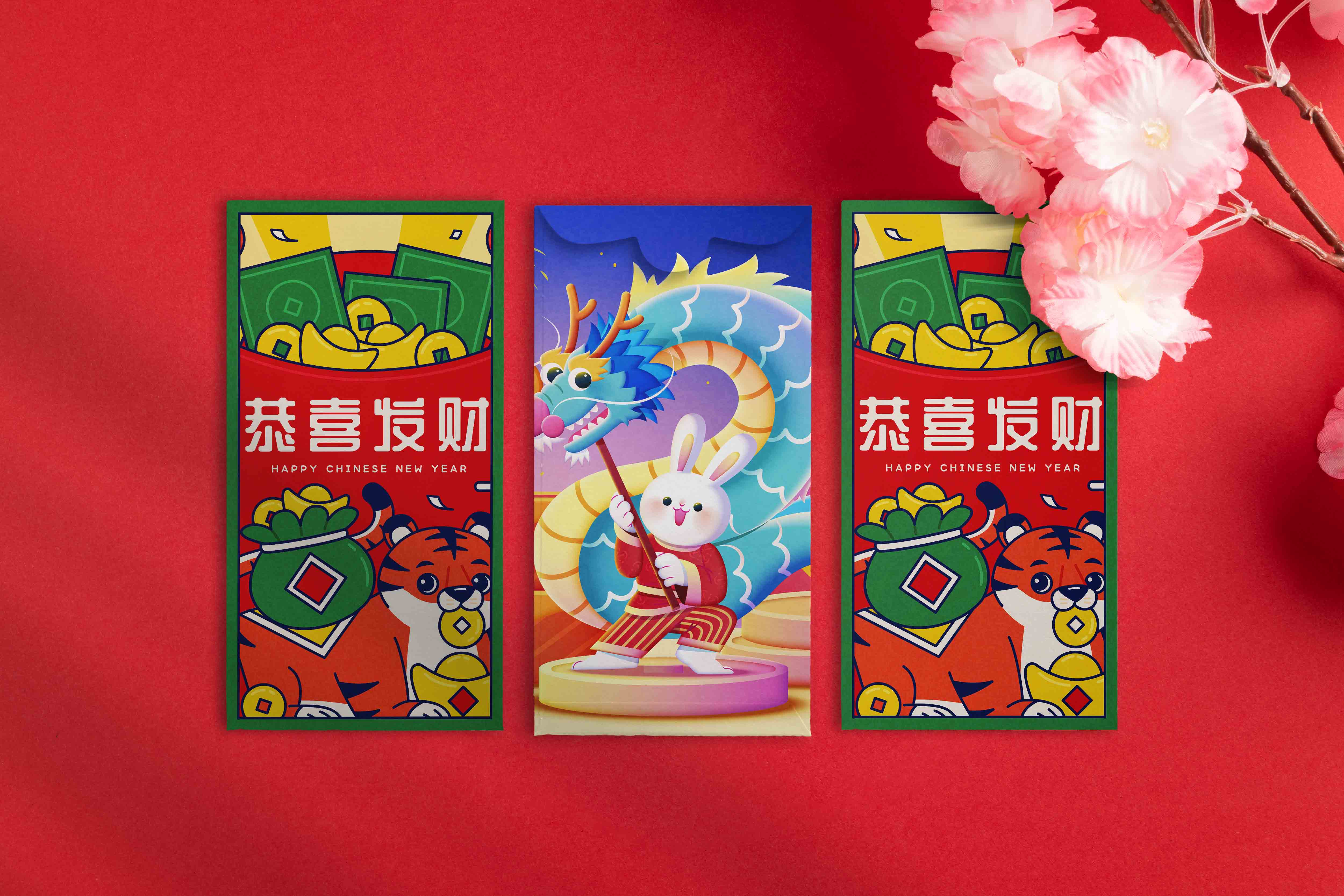 4142 4款新年红包PSD样机 Chinese New Year Envelope Mockups@GOOODME.COM