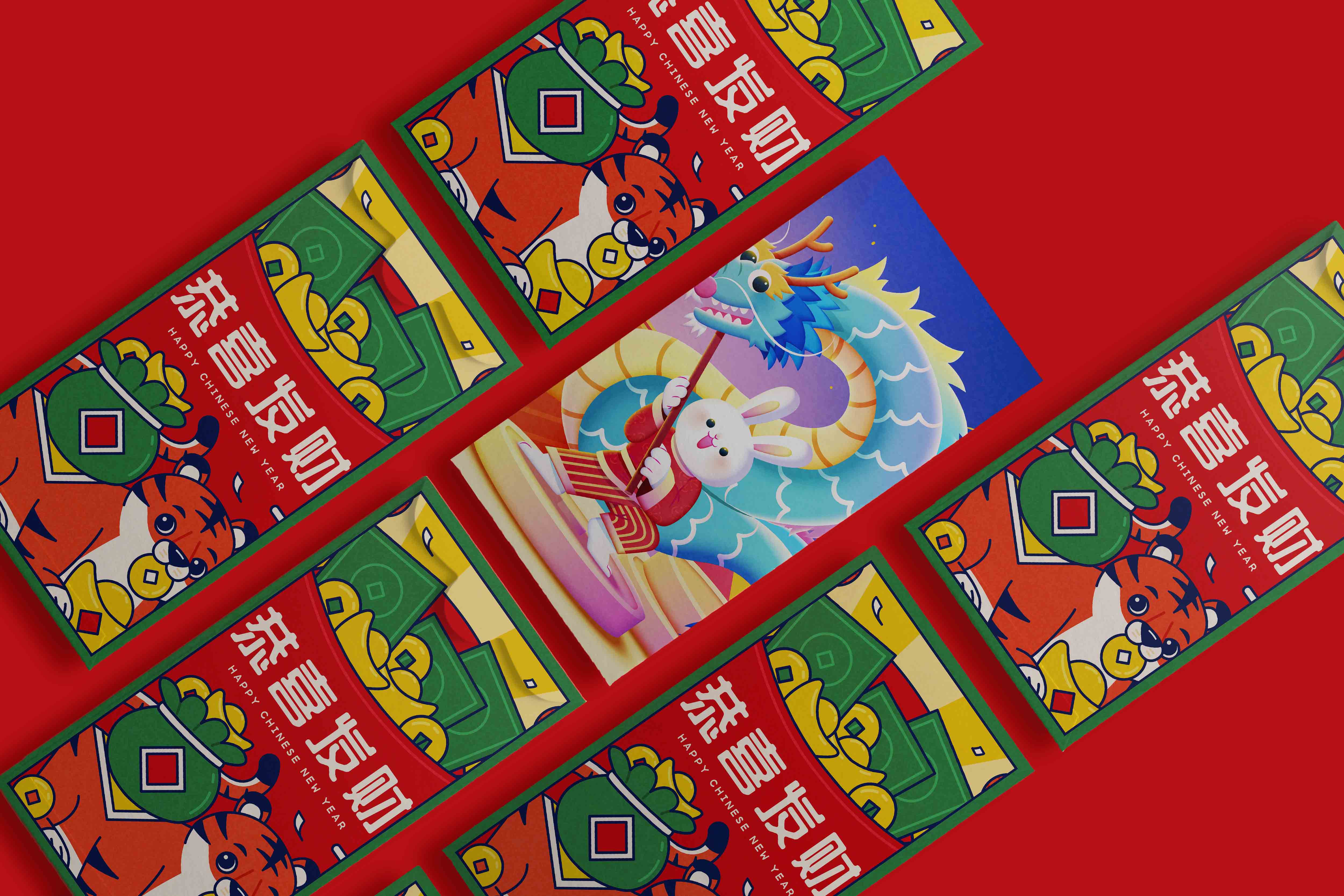 4142 4款新年红包PSD样机 Chinese New Year Envelope Mockups@GOOODME.COM