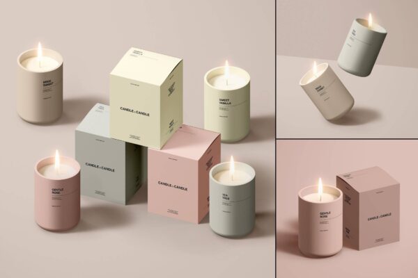 4204 3款蜡烛香薰包装设计PS样机 Candle and Box Mockup Set@GOOODME.COM