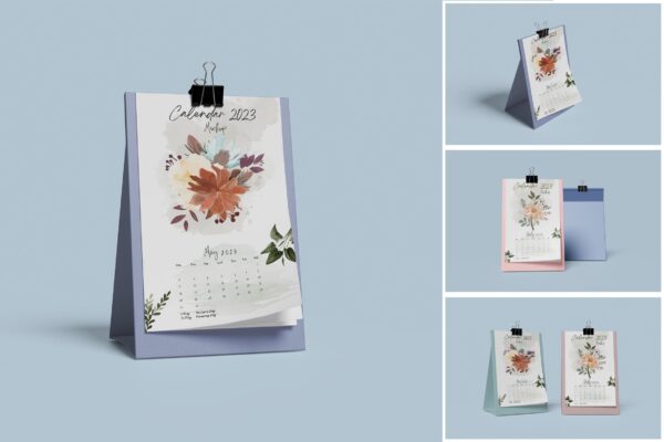 4217 4款竖版桌面日历翻页台历设计PS样机 Vertical Desk Calendar Mockup@GOOODME.COM