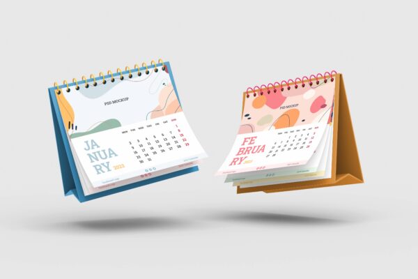 4218 5款桌面日历翻页台历设计PS样机 Set of Desk Calendar Mockups@GOOODME.COM