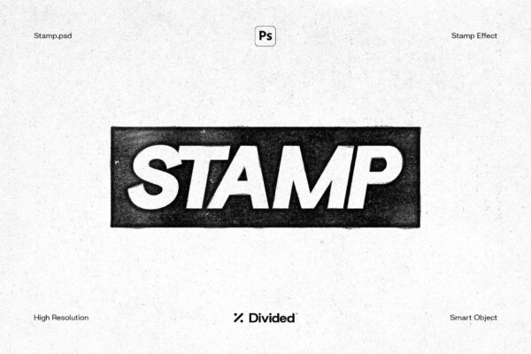 4300 做旧杂点颗粒印章效果徽标logo展示特效psd样机模板素材 Divided.Co – Stamp@GOOODME.COM