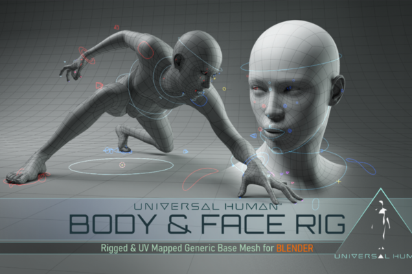 4440 人物角色身体面部一键绑定Blender插件 Universal Human Body & Face Rig v2.1.1