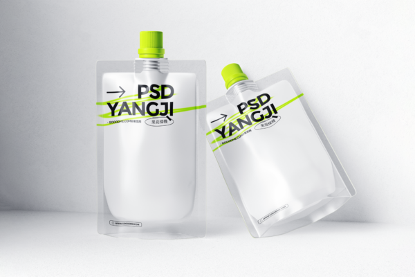 4506 可商用透明塑料PV软膜包装饮品零食包装袋设计PSD样机@GOOODME.COM