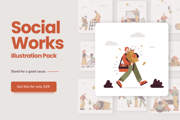 4593 爱心公益商业插画AI矢量源文件 Social Work Illustration Pack@GOOODME.COM