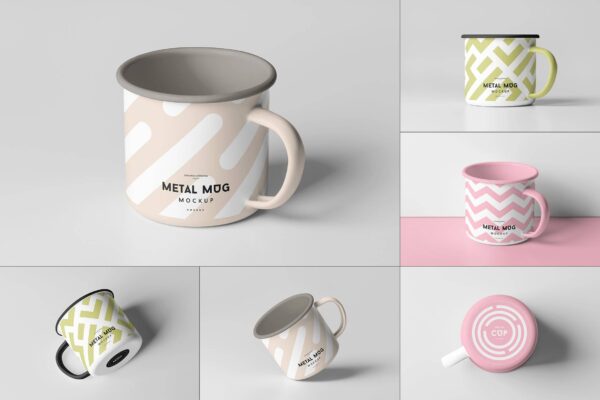 4757 金属搪瓷杯马克杯咖啡杯水杯茶杯贴图ps包装样机素材设计模板 Metal Mug Mock-up@GOOODME.COM