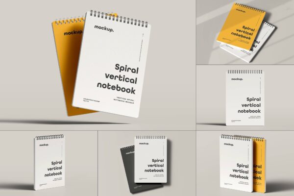 4765 线圈笔记本记事本文创文具封面设计作品贴图ps样机素材展示效果 Spiral Notebook Mock-up 2@GOOODME.COM