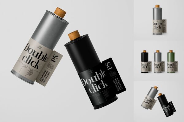4776 2款质感金属瓶包装瓶标签设计展示PSD样机Metal Bottle Mockup@GOOODME.COM