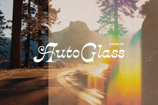 4874 照片做旧复古彩虹光效曝光特效一键生成PS模板 Retro Auto Glass Photo Effect