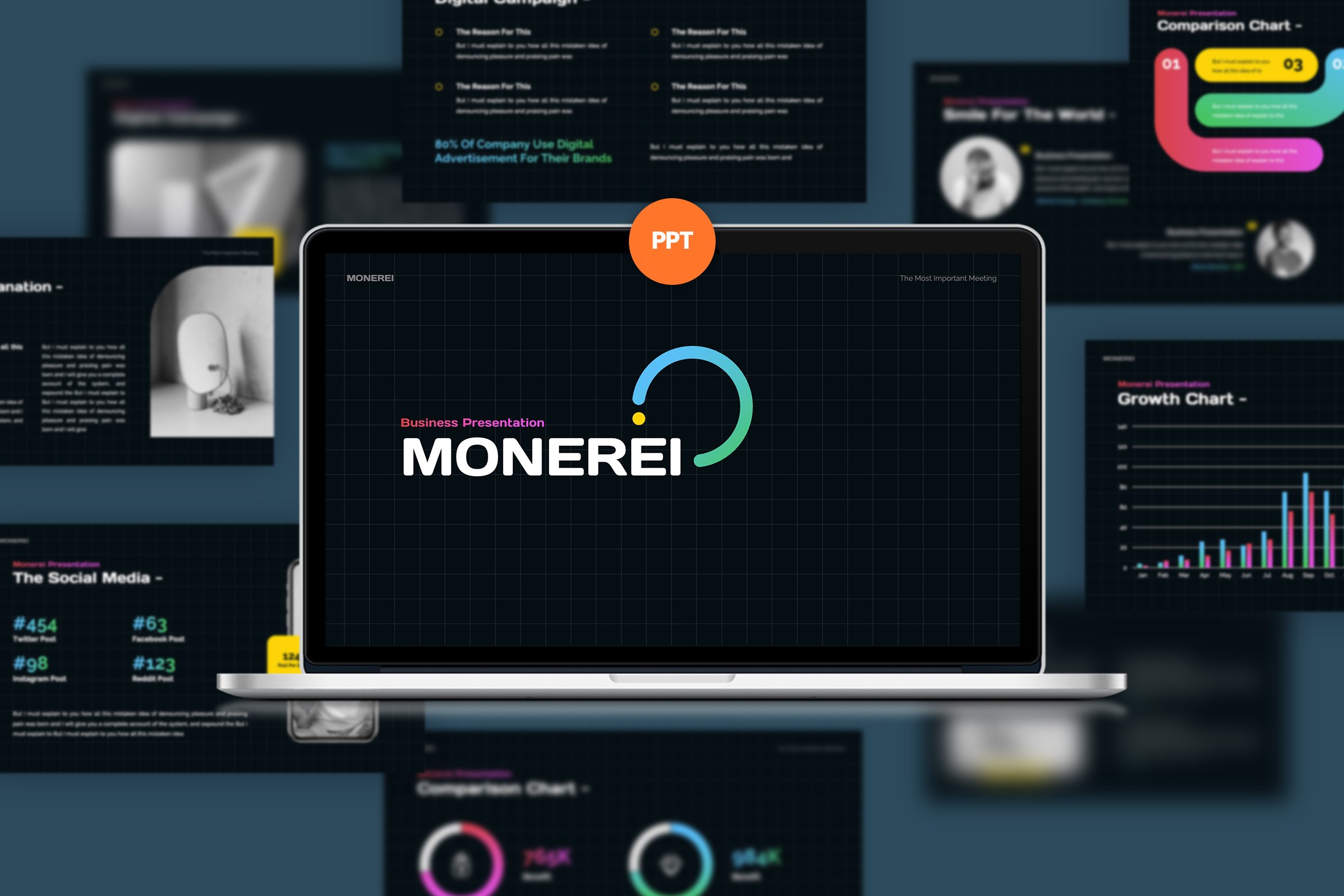 【第439期】时尚简约企业营销策划提案简报设计Keynote+ppt模板 Monerei Keynote+ppt Template
