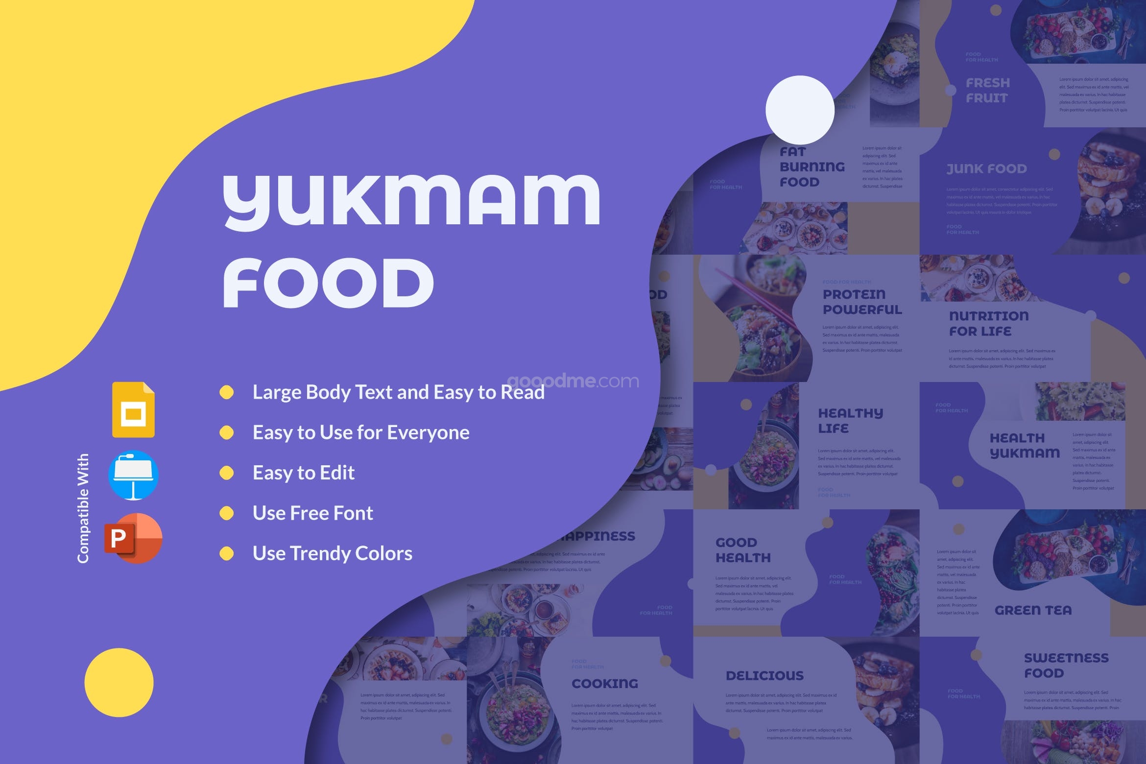 673 时尚杂志风美食食物介绍ppt&keynote模板YUKMAM – Food Presentation Template