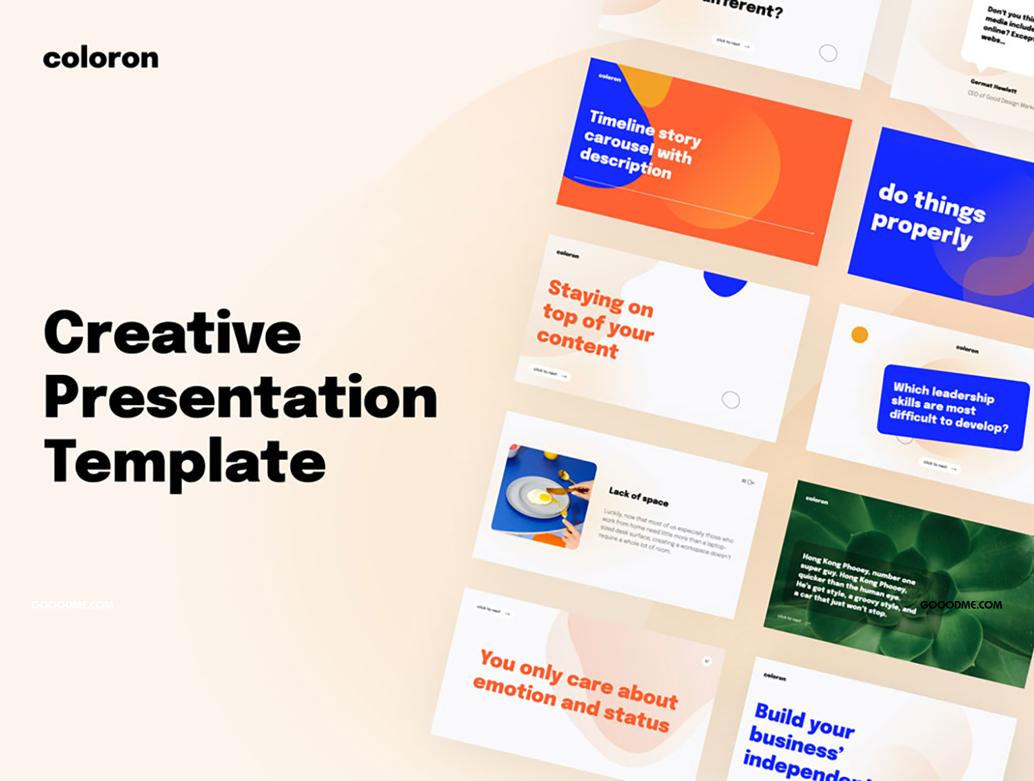 13 创意多彩品牌推广影响PPT+Keynote演示文稿设计模板 Coloron Creative Presentation Template