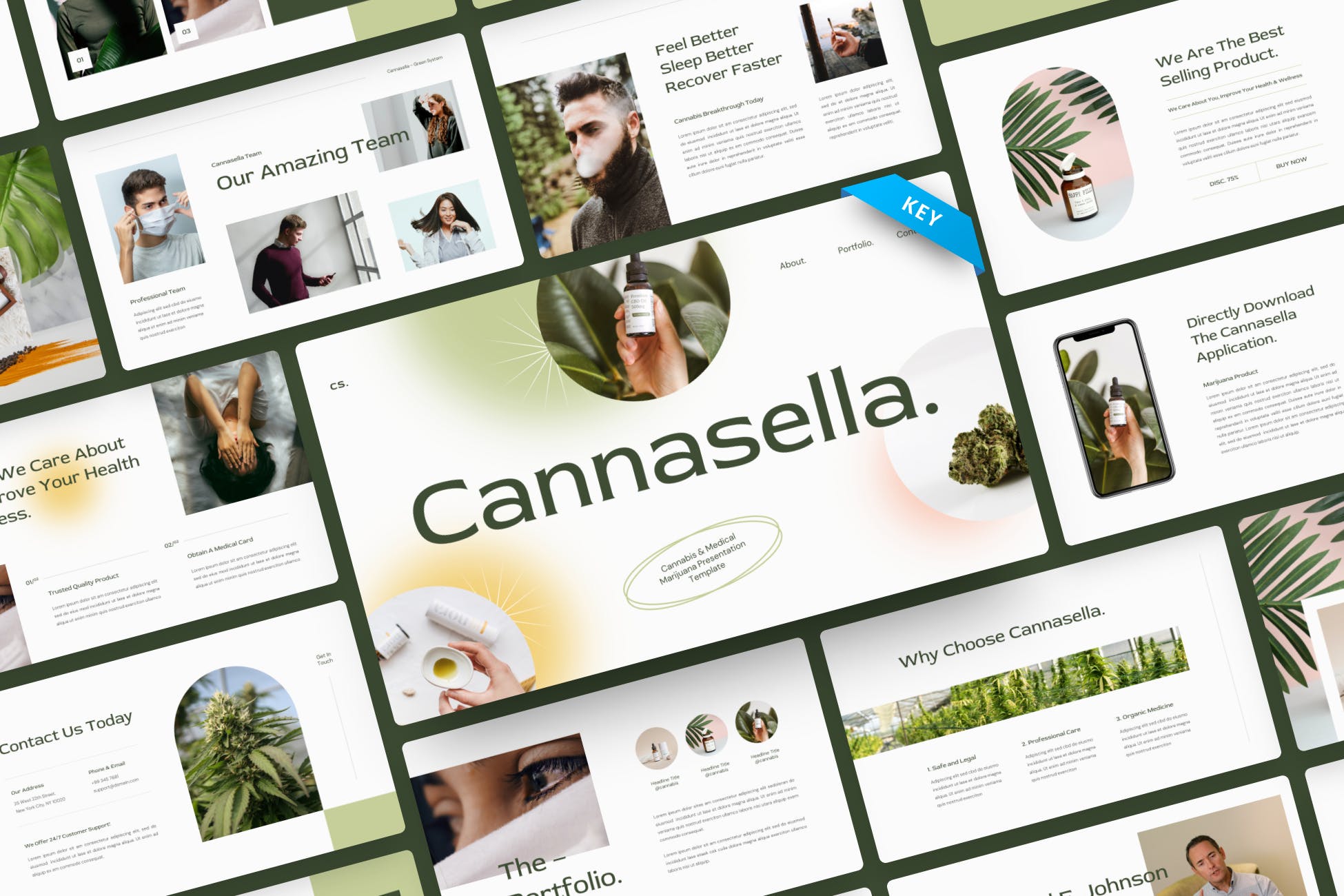 1045 简洁的医疗医药Keynote演示模板 Cannabis & Medical Marijuana Keynote Template