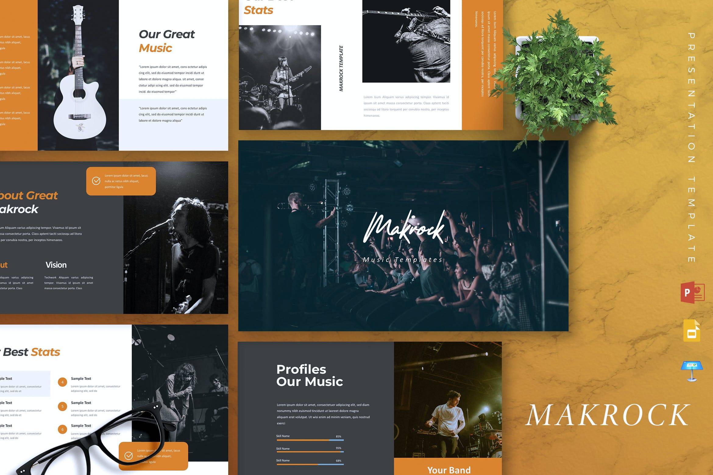 2745 时尚酷炫音乐节晚会活动策划keynote模板ppt模板 MAKROCK – Music Powerpoint Template-GOOODME果觅网